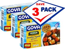 Goya Premium Jumbo Squid in Hot Sauce   4 oz Pack of 3
